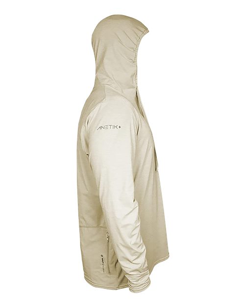 ANETIK MVLPRH8 Men's Low Pro Tech Hooded Long Sleeve T-Shirt - Stone Heathered - side