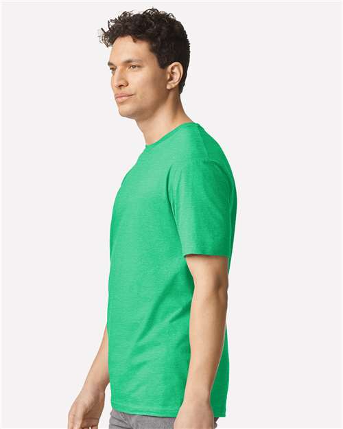 Gildan 3000 Heavyweight Cotton T-Shirt - Heather Irish Green - model side