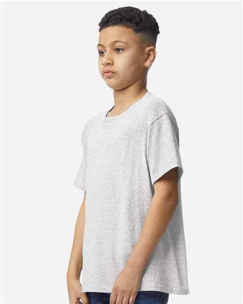 Gildan 3000B Youth Light Cotton T-Shirt - Ash - model side