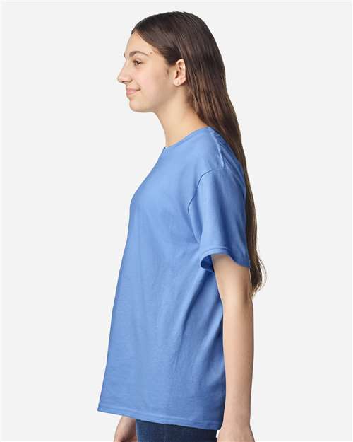 Gildan 3000B Youth Light Cotton T-Shirt - Carolina Blue - model side