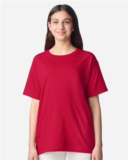 Gildan 3000B Youth Light Cotton T-Shirt - Cherry Red - model front