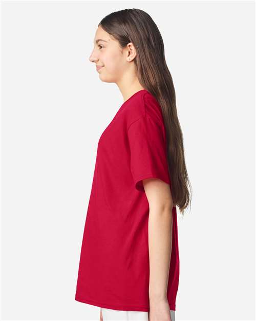 Gildan 3000B Youth Light Cotton T-Shirt - Cherry Red - model side