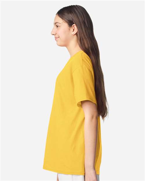 Gildan 3000B Youth Light Cotton T-Shirt - Daisy - model side