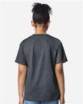 Gildan 3000B Youth Light Cotton T-Shirt - Dark Heather - model back