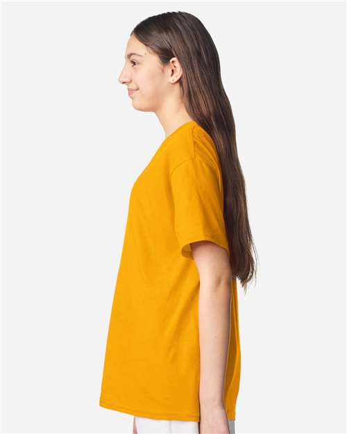 Gildan 3000B Youth Light Cotton T-Shirt - Gold - model side