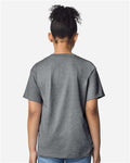 Gildan 3000B Youth Light Cotton T-Shirt - Graphite Heather - model back