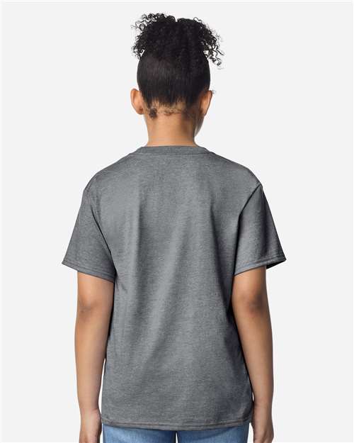 Gildan 3000B Youth Light Cotton T-Shirt - Graphite Heather - model back