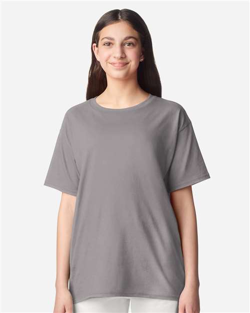 Gildan 3000B Youth Light Cotton T-Shirt - Gravel - model front