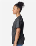 Gildan 3000B Youth Light Cotton T-Shirt - Heather Dark Grey - model side