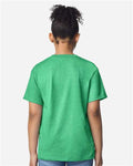 Gildan 3000B Youth Light Cotton T-Shirt - Heather Irish Green - model back