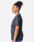 Gildan 3000B Youth Light Cotton T-Shirt - Heather Navy - model side