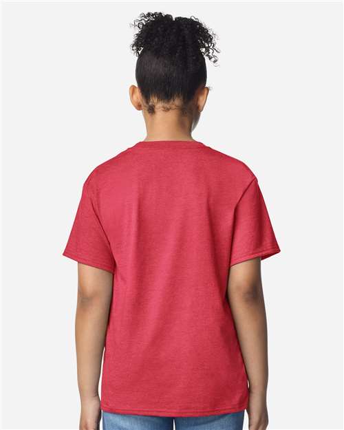 Gildan 3000B Youth Light Cotton T-Shirt - Heather Red - model back