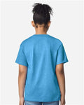 Gildan 3000B Youth Light Cotton T-Shirt - Heather Sapphire - model back