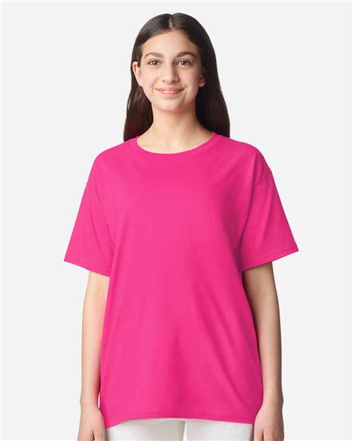 Gildan 3000B Youth Light Cotton T-Shirt - Heliconia - model front