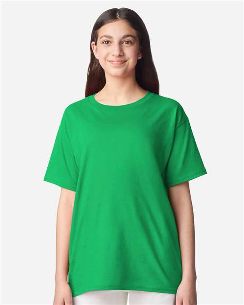 Gildan 3000B Youth Light Cotton T-Shirt - Irish Green - model front