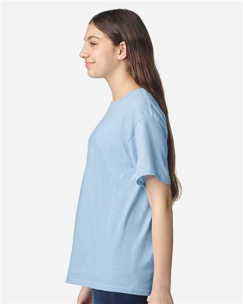 Gildan 3000B Youth Light Cotton T-Shirt - Light Blue - model side