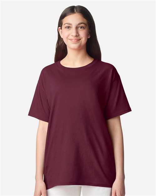 Gildan 3000B Youth Light Cotton T-Shirt - Maroon - model front