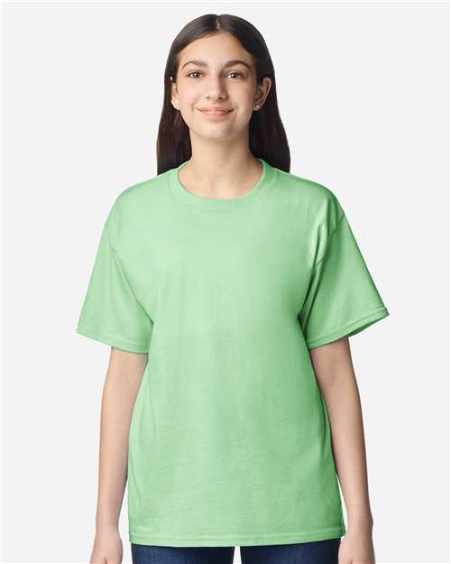 Gildan 3000B Youth Light Cotton T-Shirt - Mint Green - model front