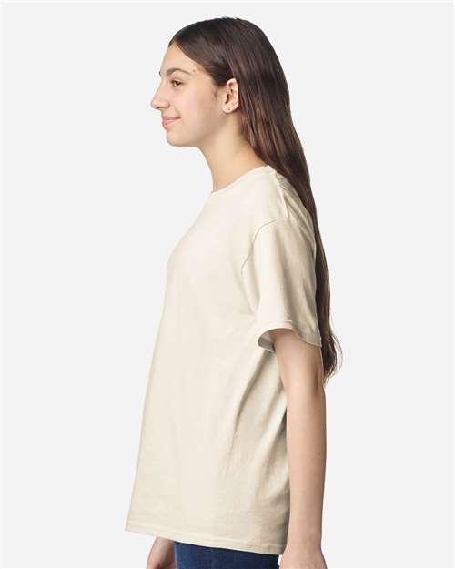 Gildan 3000B Youth Light Cotton T-Shirt - Natural - model side