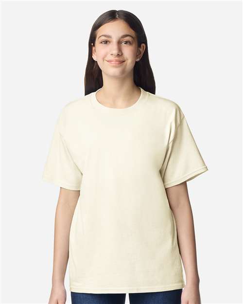 Gildan 3000B Youth Light Cotton T-Shirt - Off White - model front