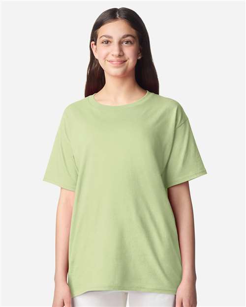 Gildan 3000B Youth Light Cotton T-Shirt - Pistachio - model front