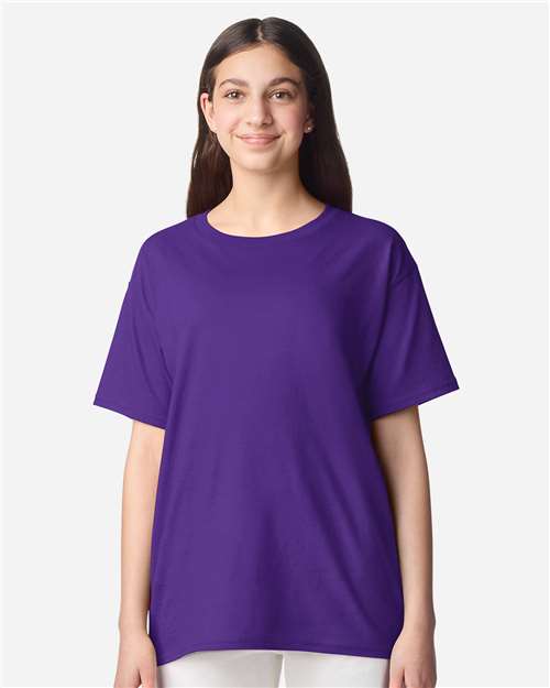 Gildan 3000B Youth Light Cotton T-Shirt - Purple - model front