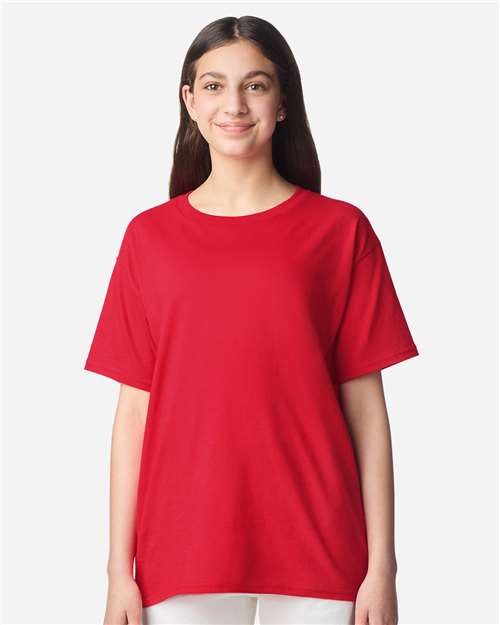 Gildan 3000B Youth Light Cotton T-Shirt - Red - model front