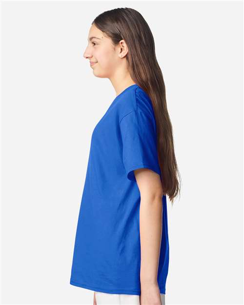 Gildan 3000B Youth Light Cotton T-Shirt - Royal - model side