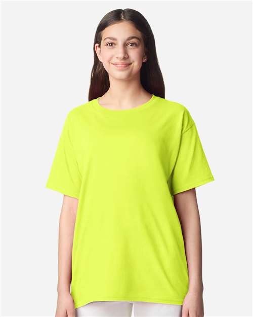 Gildan 3000B Youth Light Cotton T-Shirt - Safety Green - model front