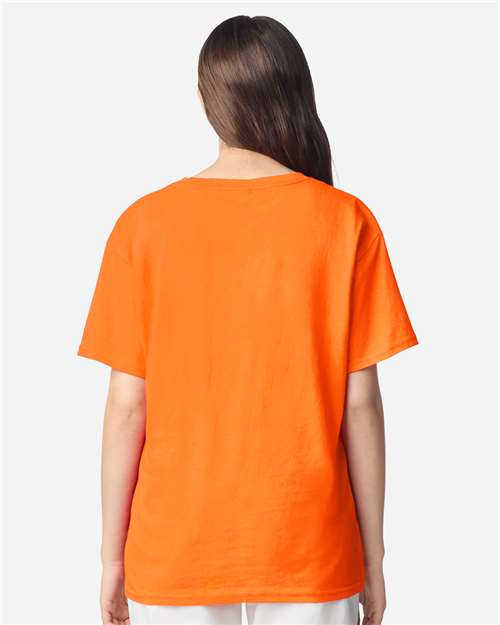 Gildan 3000B Youth Light Cotton T-Shirt - Safety Orange - model back