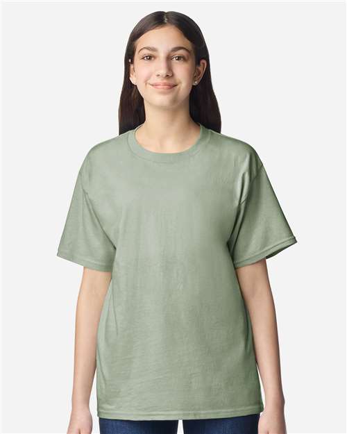 Gildan 3000B Youth Light Cotton T-Shirt - Sage - model front