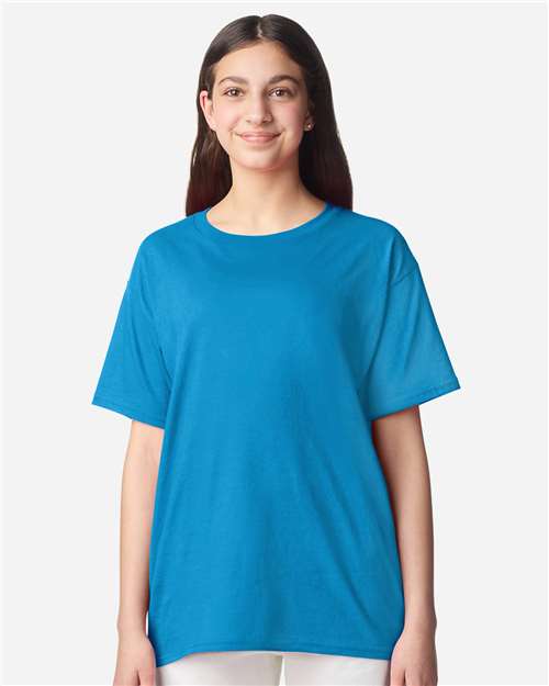 Gildan 3000B Youth Light Cotton T-Shirt - Sapphire - model front