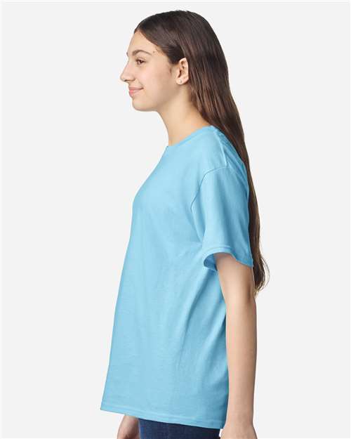 Gildan 3000B Youth Light Cotton T-Shirt - Sky - model side