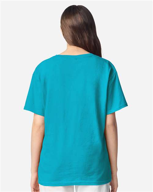 Gildan 3000B Youth Light Cotton T-Shirt - Tropical Blue - model back
