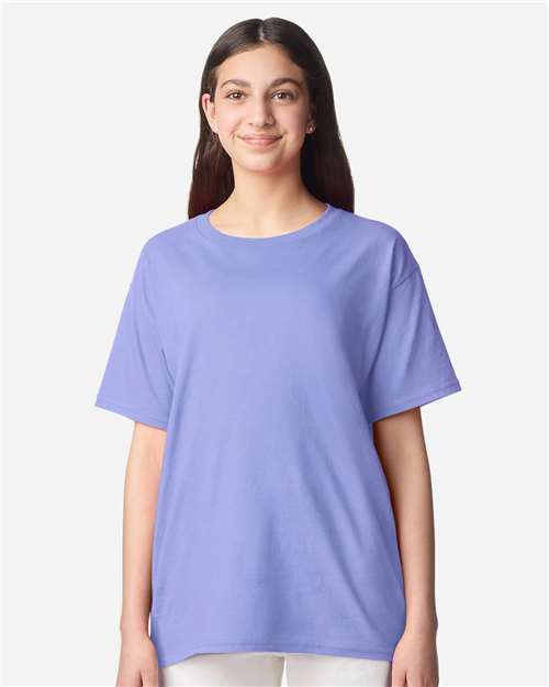Gildan 3000B Youth Light Cotton T-Shirt - Violet - model front