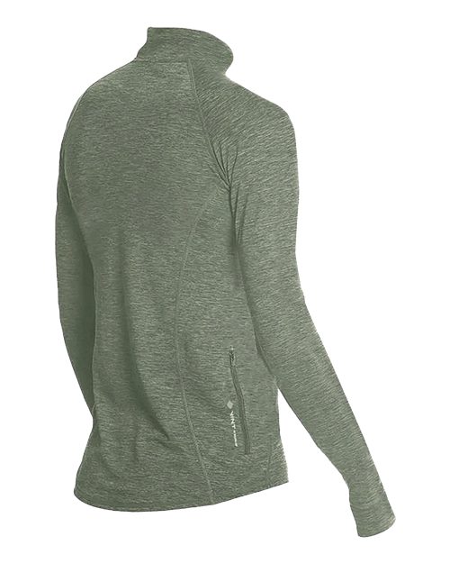 ANETIK WSFLTL0 Women's Flight Tech Quarter-Zip Pullover - Dark Olive Heathered - side