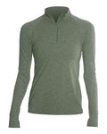 ANETIK WSFLTL0 Women's Flight Tech Quarter-Zip Pullover - Dark Olive Heathered - front