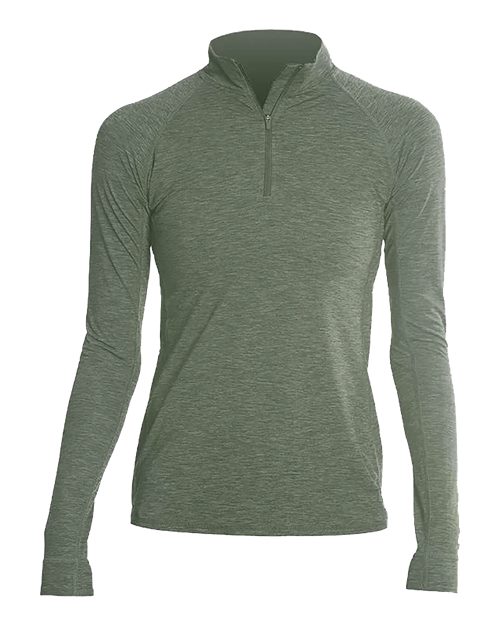 ANETIK WSFLTL0 Women's Flight Tech Quarter-Zip Pullover - Dark Olive Heathered - front