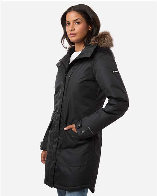 Columbia 179975 Women's Suttle Mountain Long Insulated Jacket - Black - model side