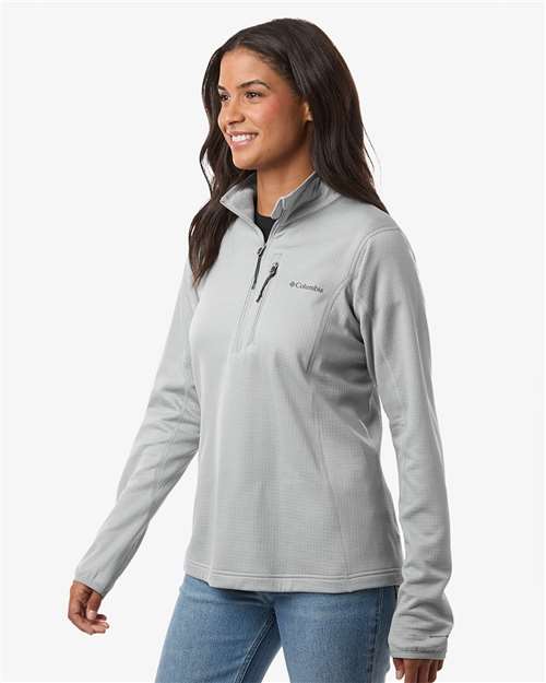 Columbia 213624 Women's Essential Hike Grid Fleece Half-Zip Pullover - Columbia Grey/ Columbia Grey - model side