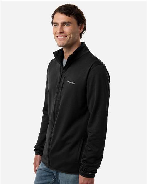 Columbia 213684 Men's Essential Hike Grid Fleece Full-Zip - Black - model side