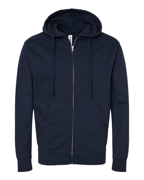Independent Trading Co. SS4500Z Midweight Full-Zip Hooded Sweatshirt - Classic Navy - flat front
