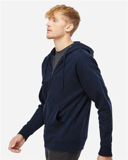 Independent Trading Co. SS4500Z Midweight Full-Zip Hooded Sweatshirt - Classic Navy - model side