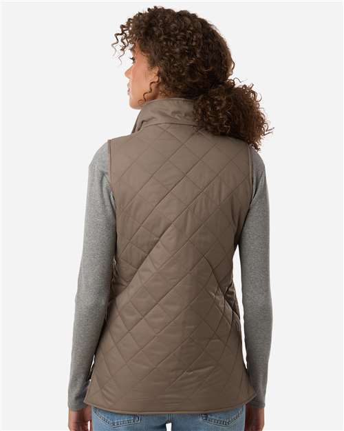 Weatherproof W207359 Women's Vintage Diamond Quilted Vest - Driftwood - model back