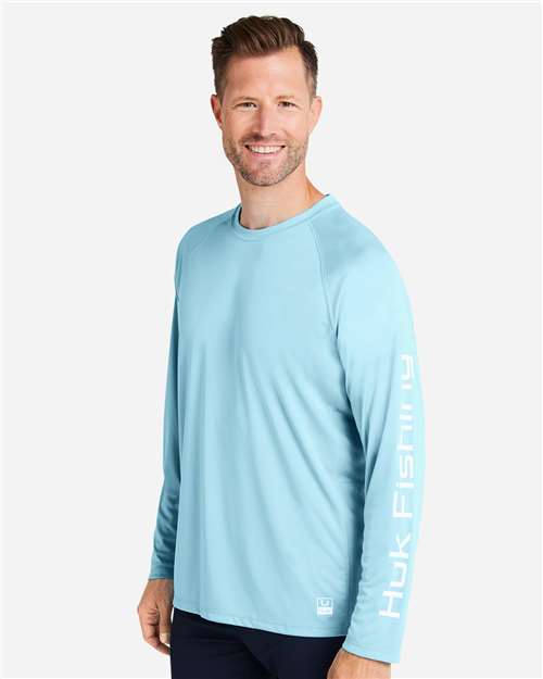 HUK H12L009 Men's LoPro Pursuit Long Sleeve T-Shirt - Island Paradise - model side