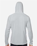 HUK H12L010 Men's LoPro Pursuit Long Sleeve Hooded T-Shirt - Harbor Mist - model back