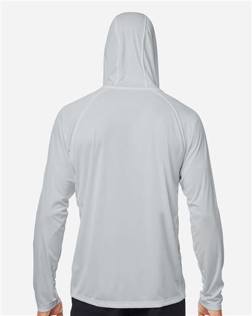 HUK H12L010 Men's LoPro Pursuit Long Sleeve Hooded T-Shirt - Harbor Mist - model back