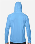 HUK H12L010 Men's LoPro Pursuit Long Sleeve Hooded T-Shirt - Marolina Blue - model back