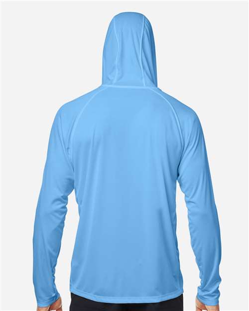 HUK H12L010 Men's LoPro Pursuit Long Sleeve Hooded T-Shirt - Marolina Blue - model back
