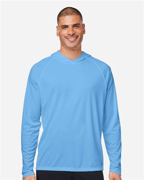 HUK H12L010 Men's LoPro Pursuit Long Sleeve Hooded T-Shirt - Marolina Blue - model front